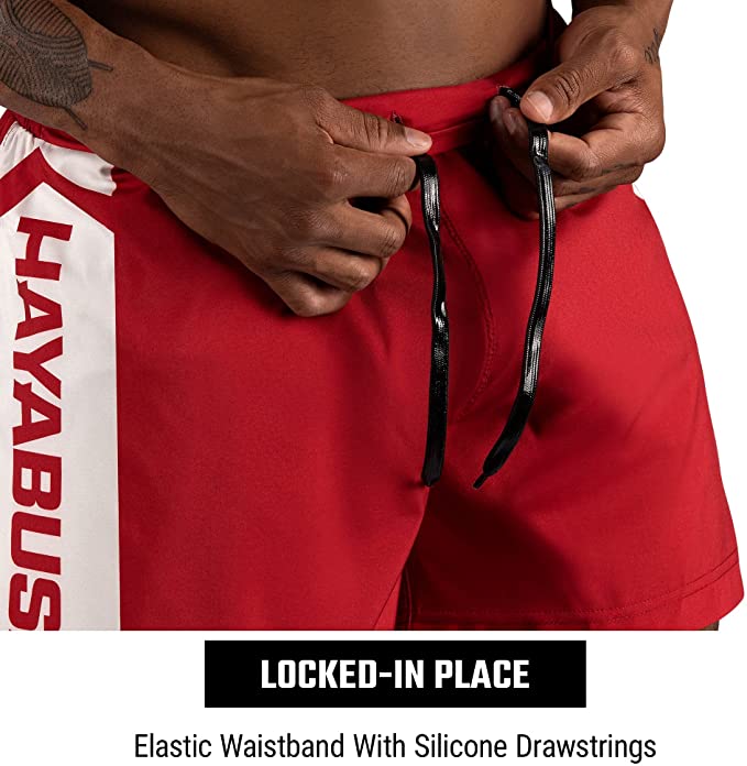 HAYABUSA SHORTS KICKBOXING ICON RED/WHITE - Image 3