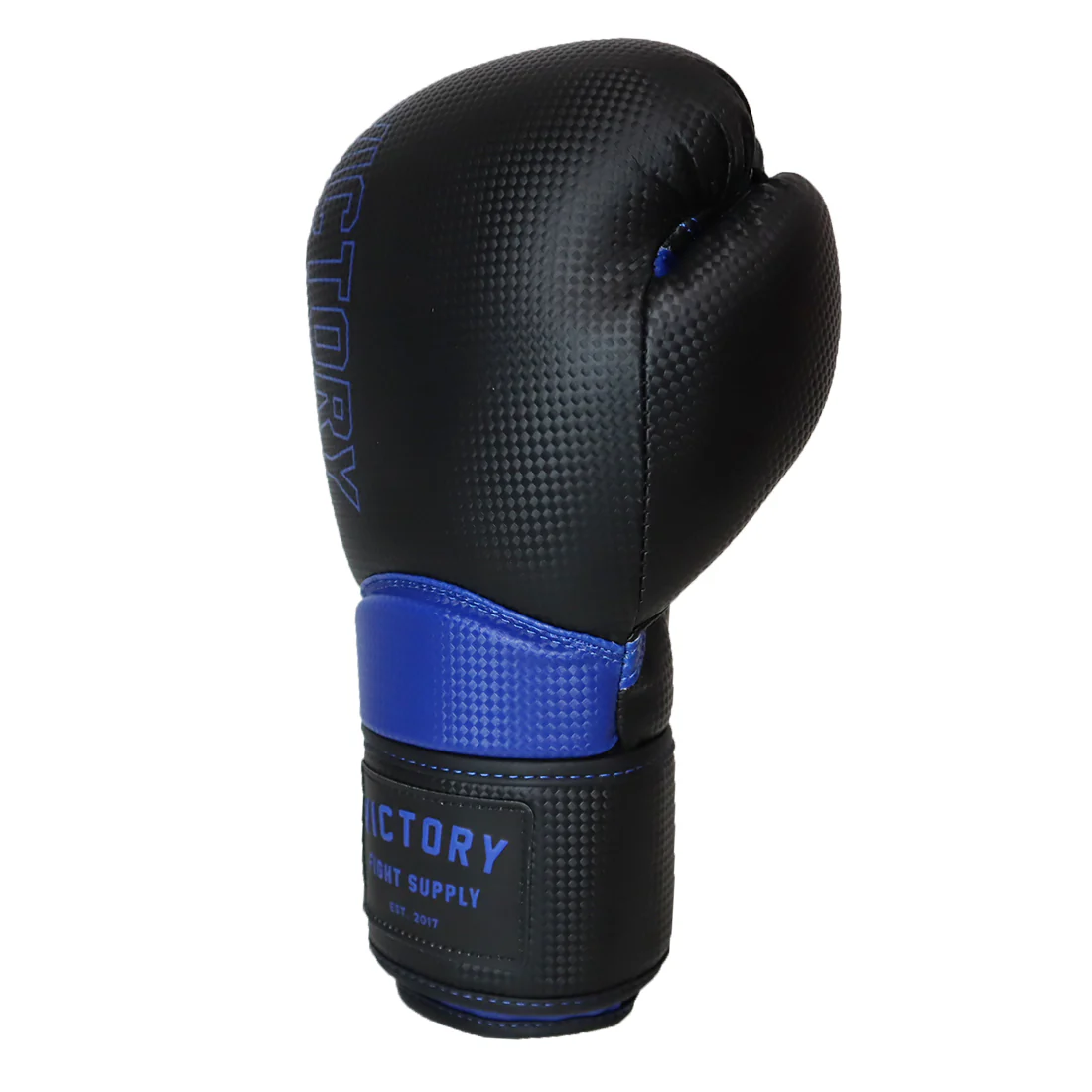 VICTORY GLOVES BOXING CARBON SYNTEC HOOK & LOOP BLACK/BLUE - Image 3