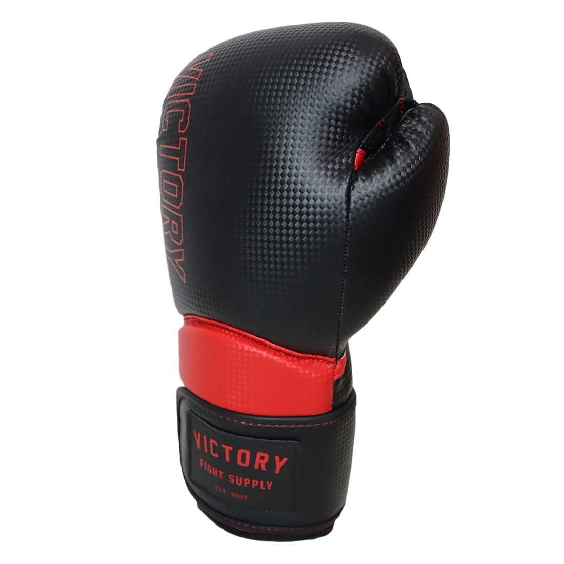 VICTORY GLOVES BOXING CARBON SYNTEC HOOK & LOOP BLACK/RED - Image 3