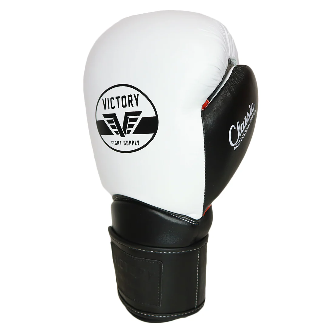 VICTORY GLOVES CLASSIC LEATHER HOOK & LOOP WHITE/BLACK - Image 3