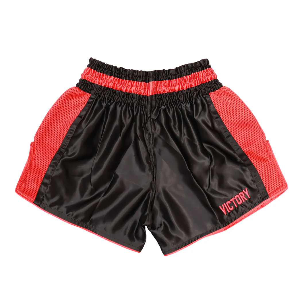 VICTORY MUAY THAI SHORTS CARBON BLACK/RED - Image 4