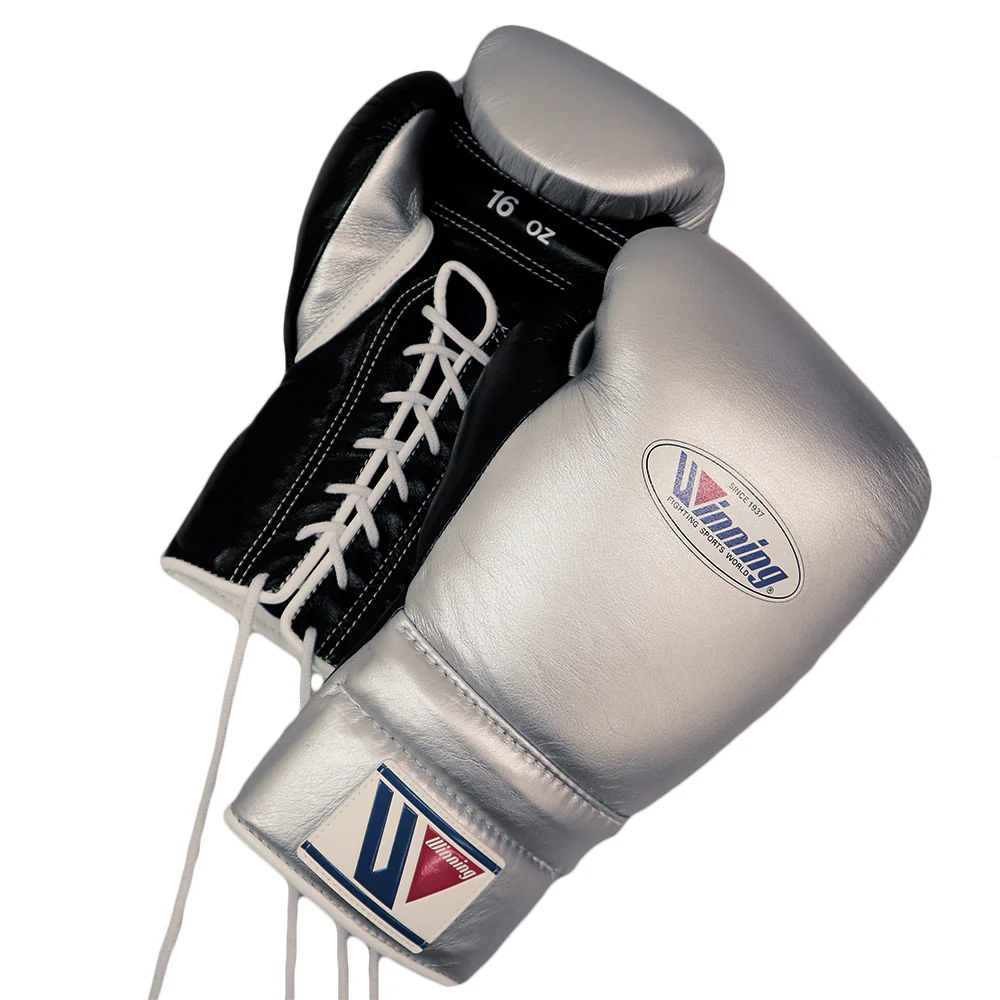 WINNING GLOVES CUSTOM LACE 16OZ SILVER / BLACK - Image 3